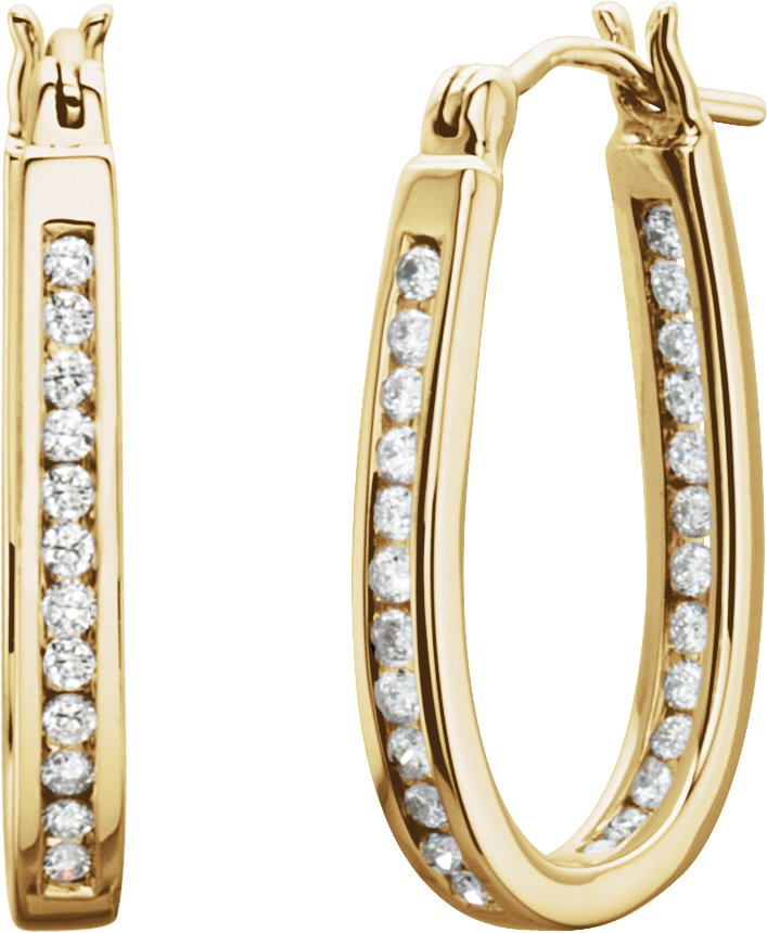 14K Yellow  22.5 mm 1/2 CTW Natural Diamond Inside-Outside Hoop Earring