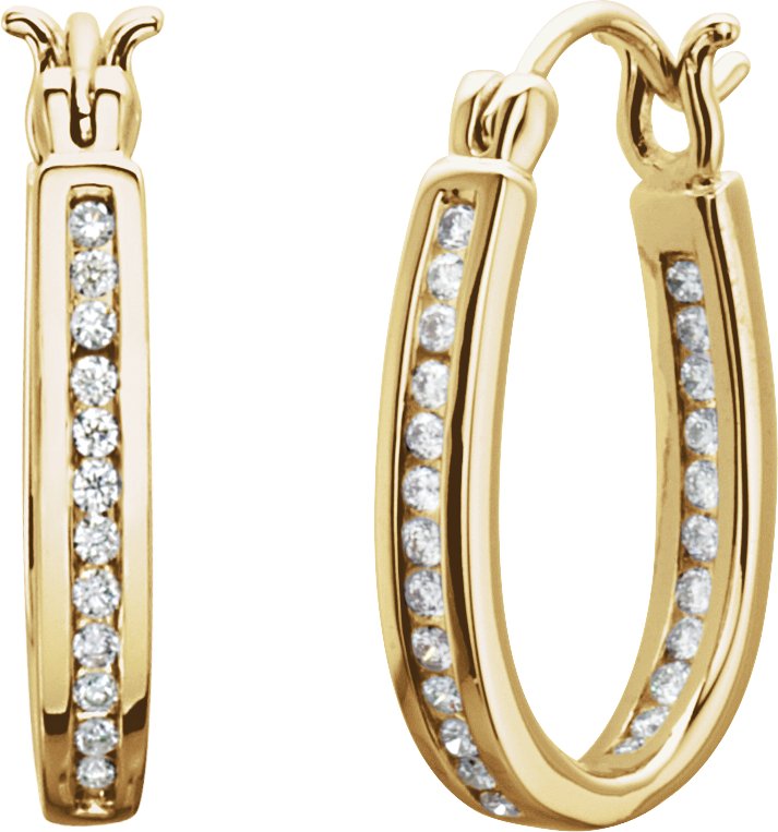 14K Yellow 13.7 mm 1/3 CTW Natural Diamond Inside-Outside Hoop Earrings