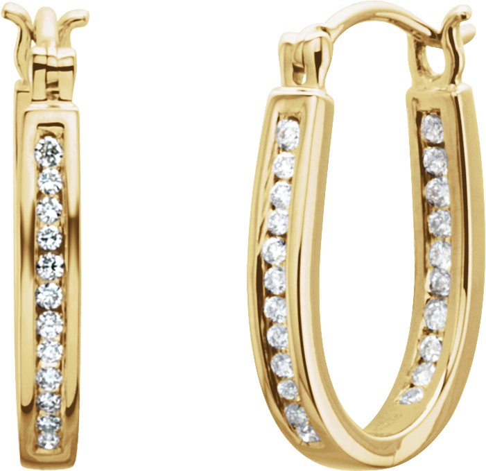 14K Yellow 13 mm 1/4 CTW Natural Diamond Inside-Outside Hoop Earrings