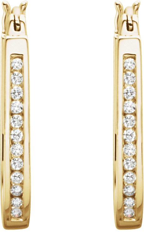 14K Yellow 1/2 CTW Natural Diamond Inside-Outside Hinged 22.5 mm Hoop Earrings