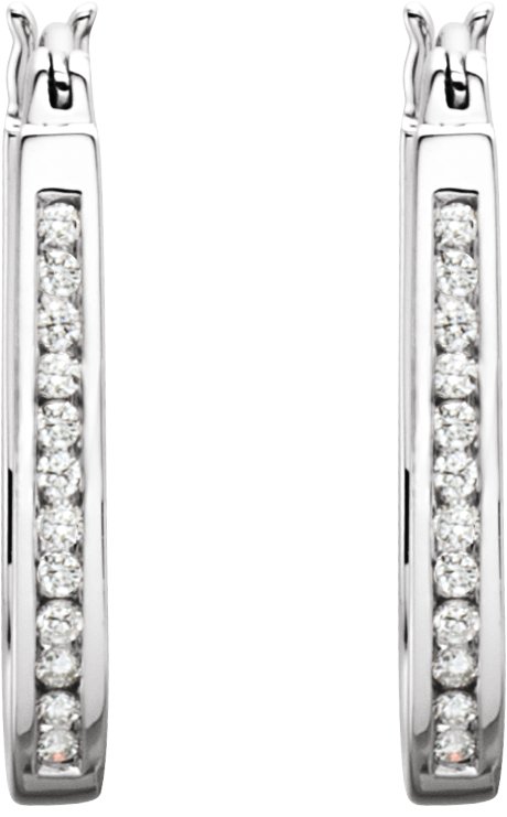 14K White 22.5 mm 1/2 CTW Natural Diamond Inside-Outside Hoop Earrings