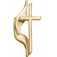 14K Yellow 19x10 mm Methodist Cross Lapel Pin