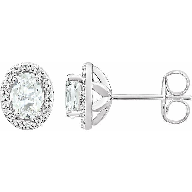 Sterling Silver Lab-Grown White Sapphire & .025 CTW Natural Diamond Earrings