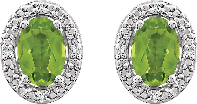 Sterling Silver Natural Peridot & .025 CTW Natural Diamond Earrings