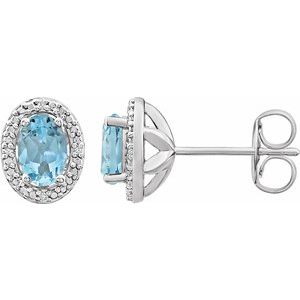Sterling Silver Natural Sky Blue Topaz & .025 CTW Natural Diamond Earrings