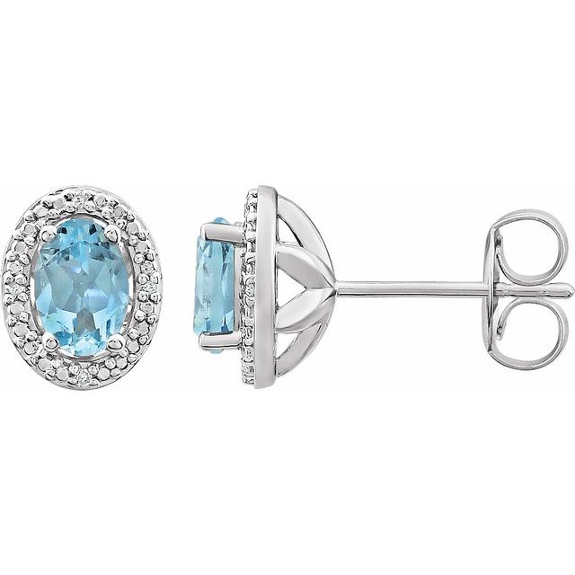 Sterling Silver Natural Sky Blue Topaz & .025 CTW Natural Diamond Earrings