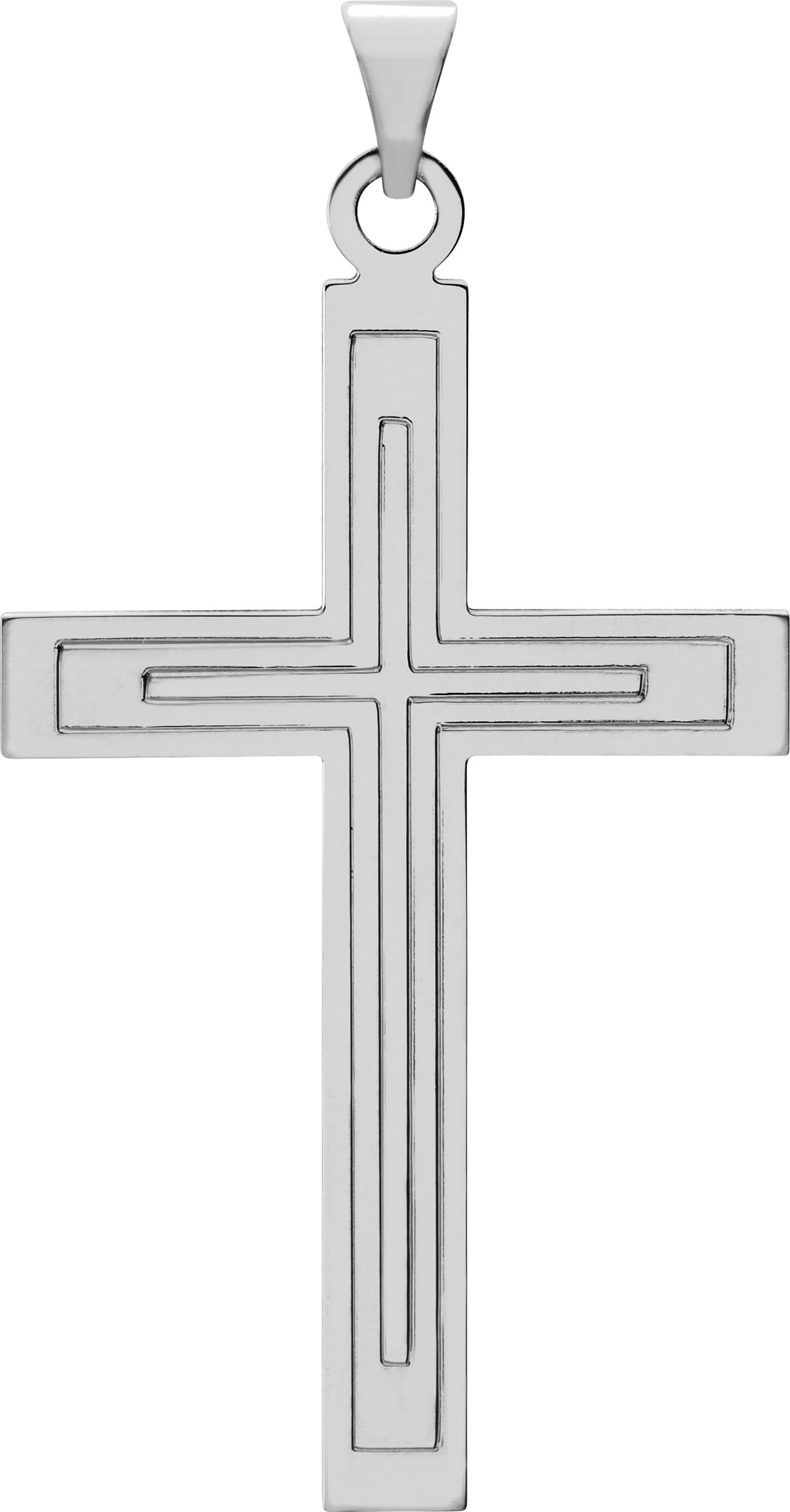 14K White 39x25 mm Cross Pendant 