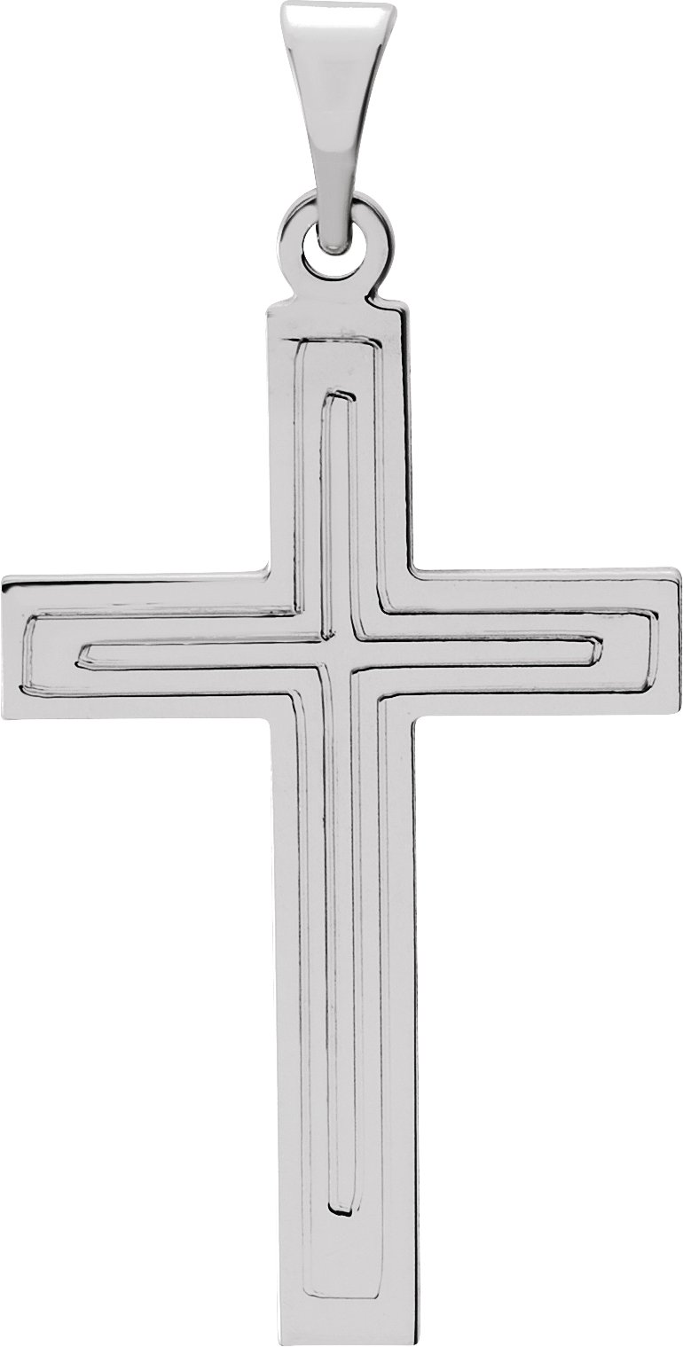 14K White 22x14 mm Cross Pendant 