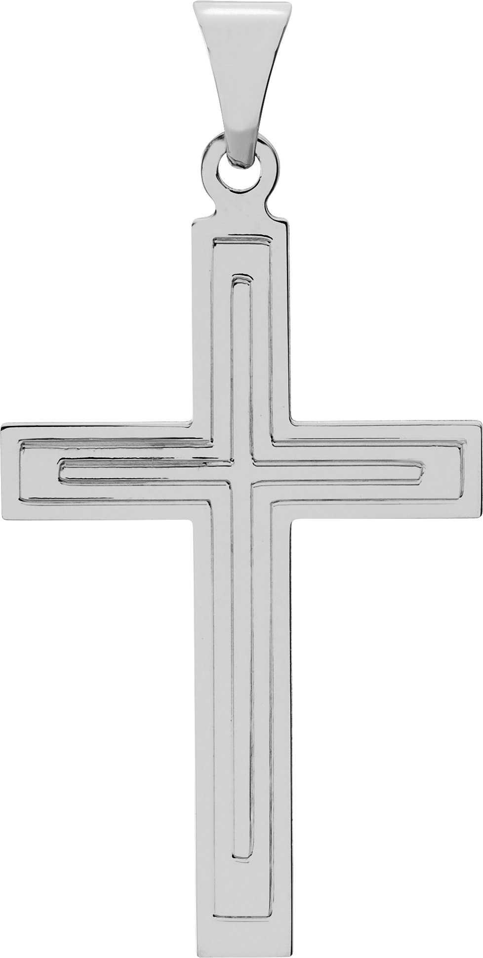 14K White 28x18 mm Cross Pendant 