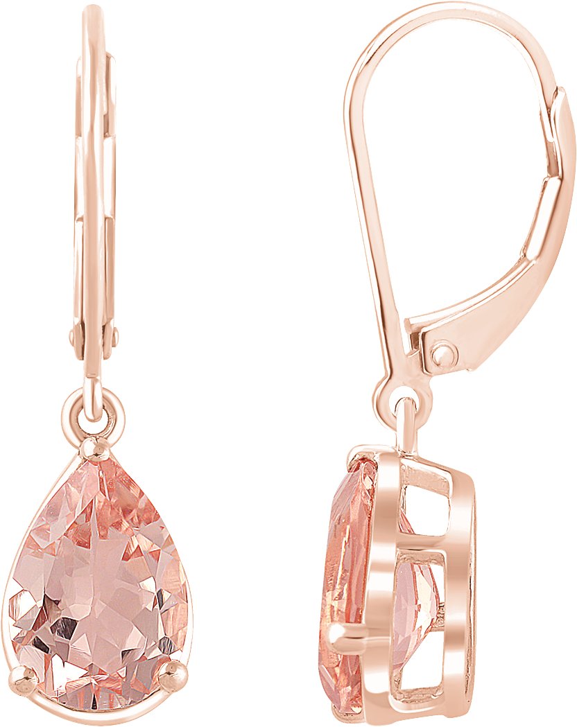 14K Rose Natural Pink Morganite Earrings 