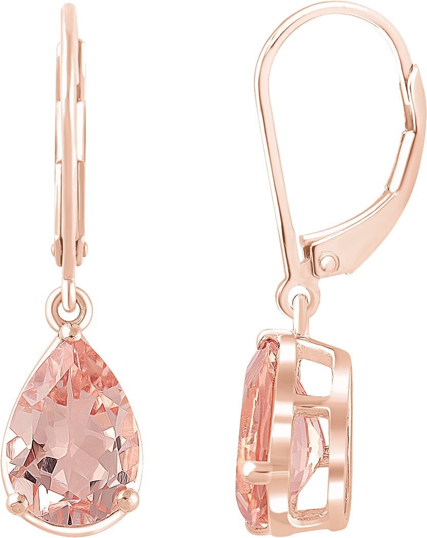 14K Rose Natural Morganite Lever Back Earrings 