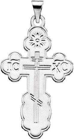 14K White 19x13 mm Orthodox Cross Pendant Ref. 113634