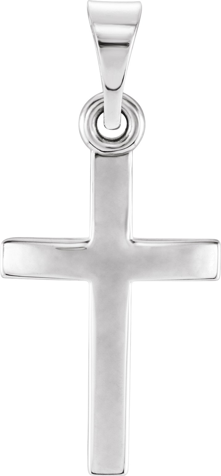 14K White 14.5x9.7 mm Cross Pendant 