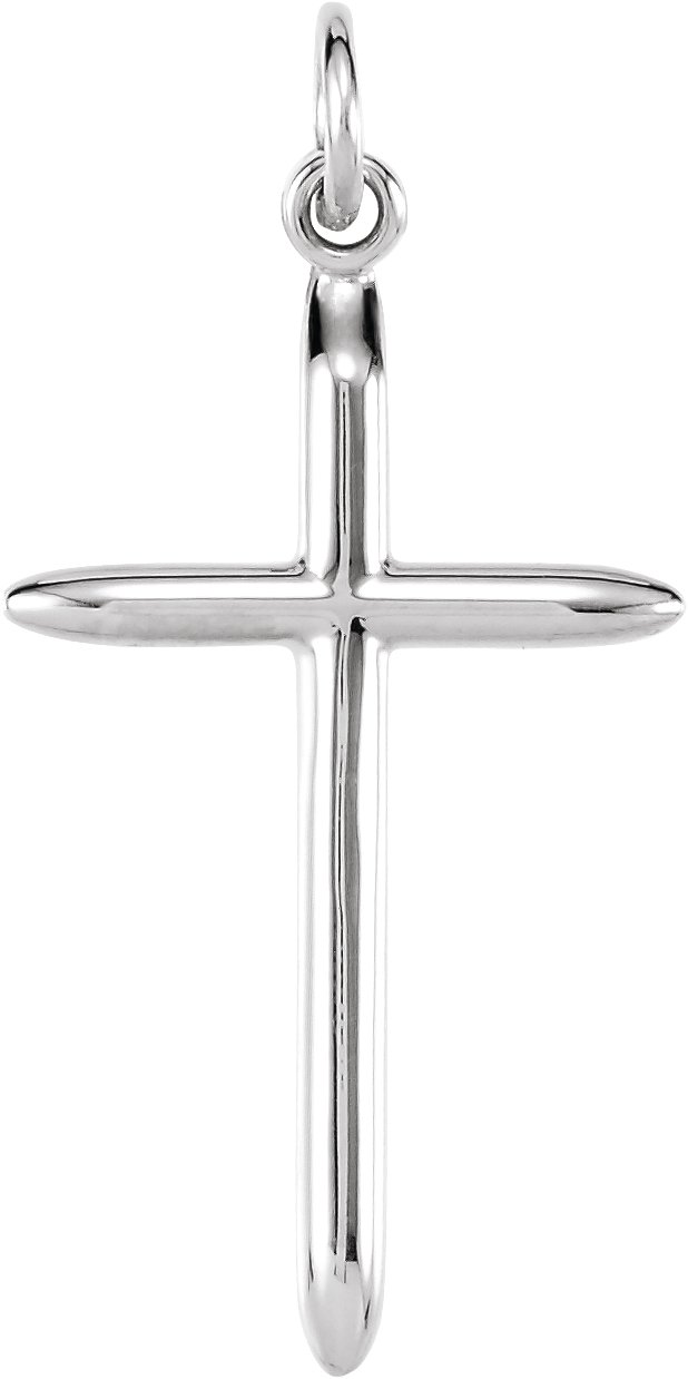 14K White 25.7x14 mm Cross Pendant