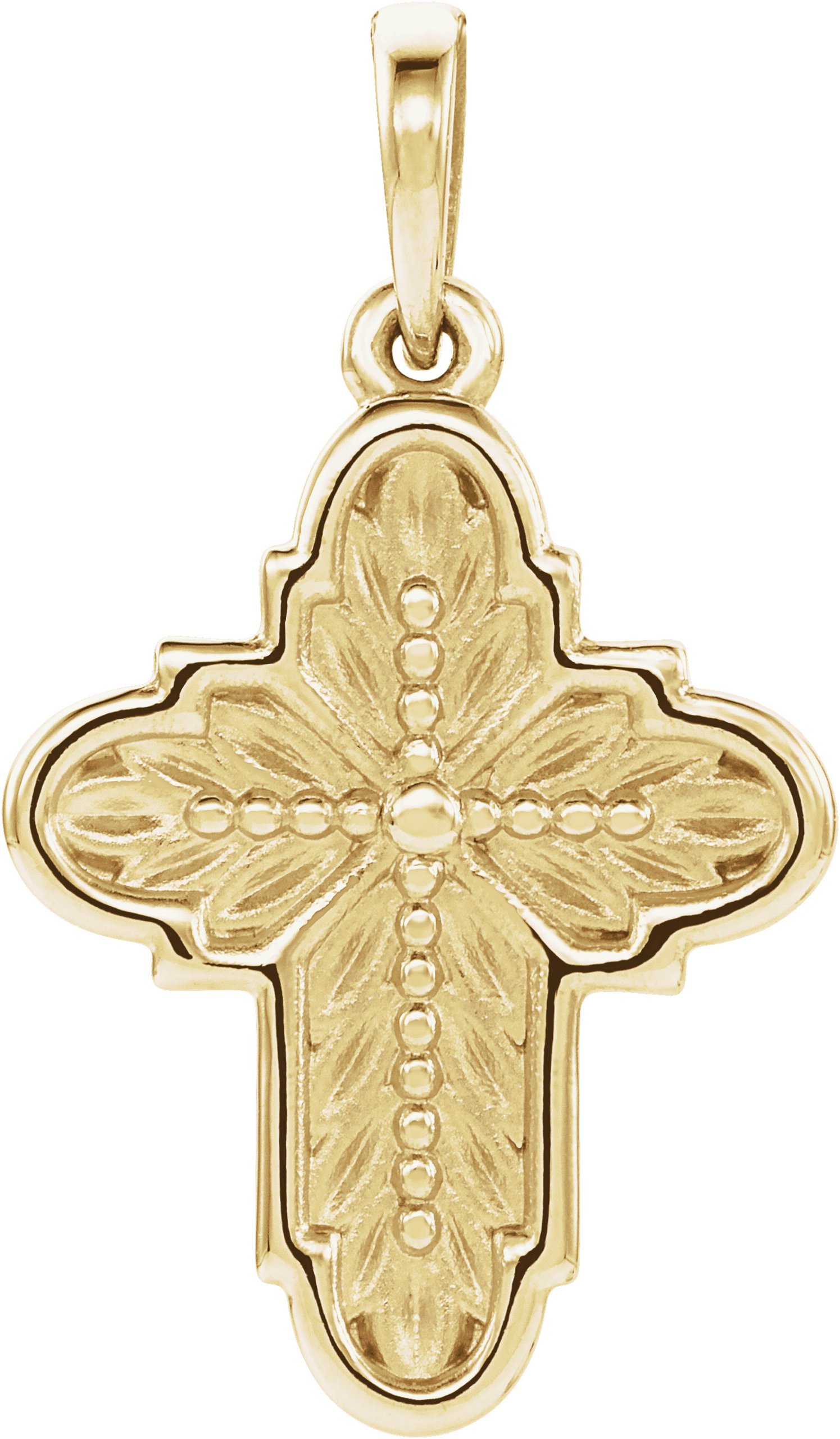 14K Yellow 19x13.7 mm Ornate Leaf Cross Pendant Ref. 13026629