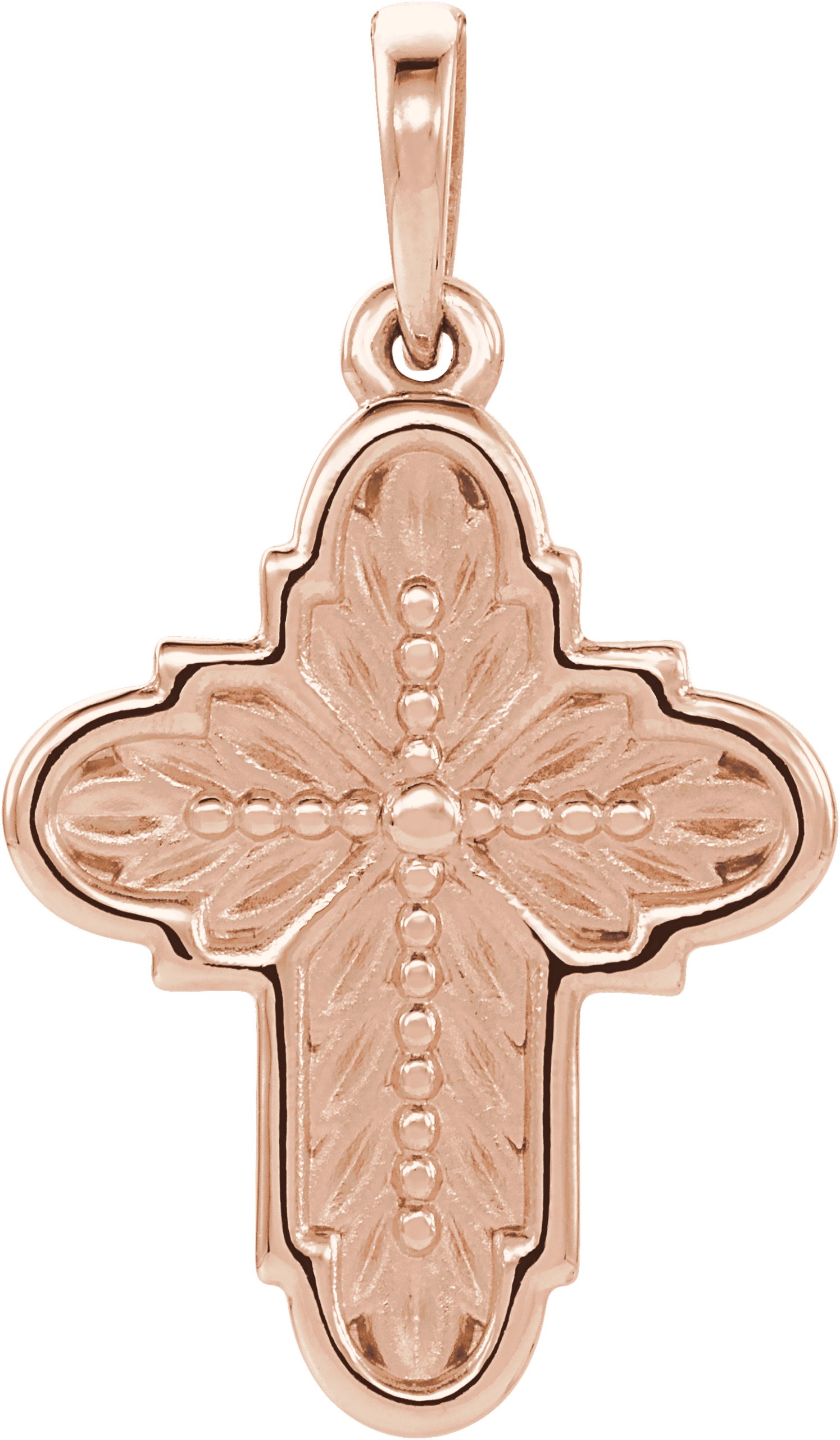 14K Rose 19x13.7 mm Ornate Leaf Cross Pendant Ref. 13026630