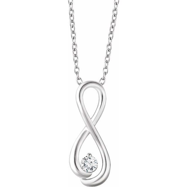 14K White 1/6 CTW Natural Diamond Infinity-Inspired 16-18" Necklace