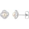 14K White Freshwater Cultured Pearl and .167 CTW Diamond Earrings Ref. 13121805