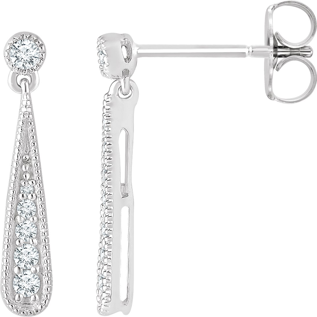 14K White 1/6 CTW Natural Diamond Teardrop Earrings