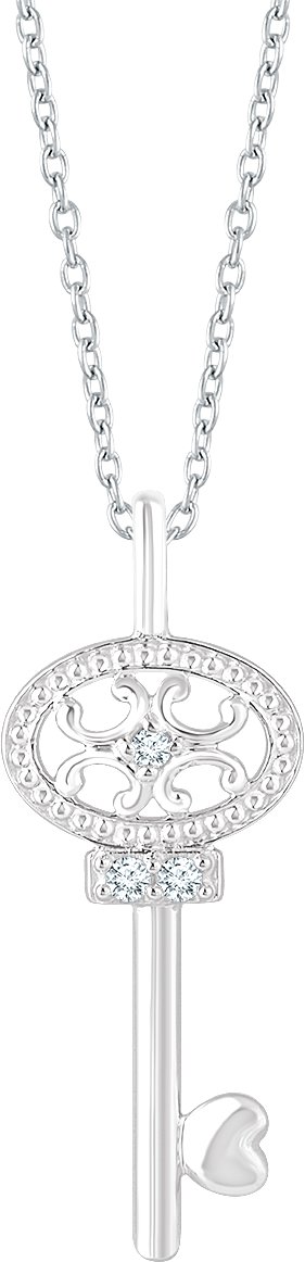 Sterling Silver .03 CTW Natural Diamond Key 16-18