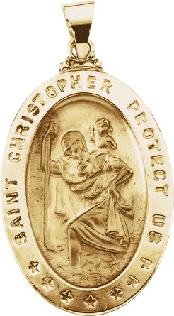 Hollow Oval St. Christopher Medal 29 x 20mm Ref 208704