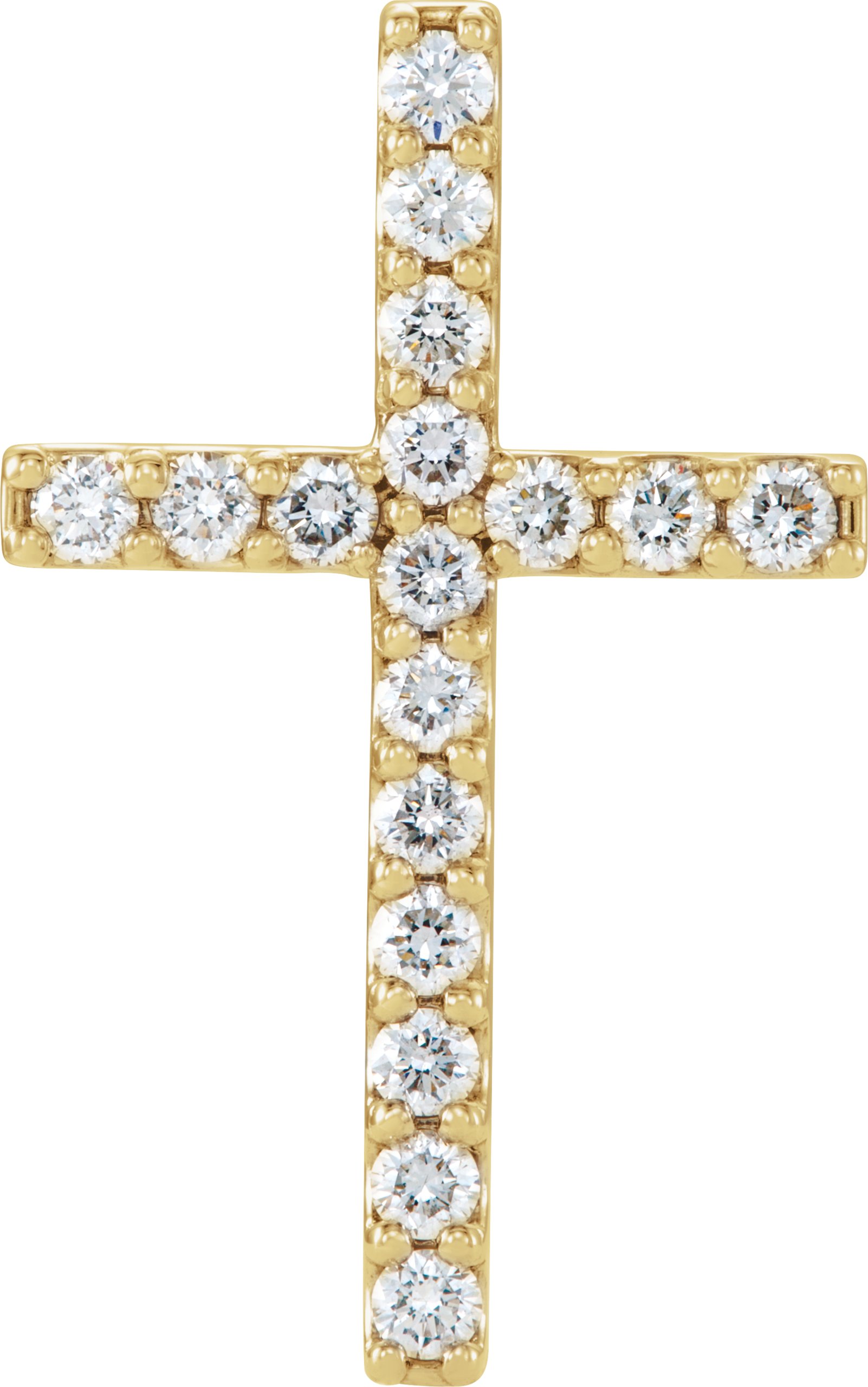 14K Yellow 1/2 CTW Petite Diamond Cross Pendant