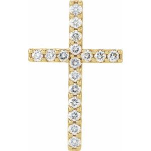 14K Yellow 1/2 CTW Petite Diamond Cross Pendant
