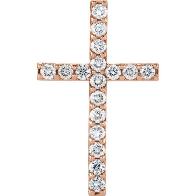 14K Rose 1 CTW Natural Diamond Petite Cross Pendant
