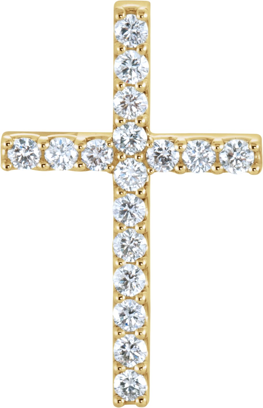 14K Yellow 5/8 CTW Natural Diamond Petite Cross Pendant