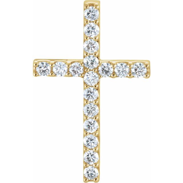 14K Yellow 5/8 CTW Natural Diamond Petite Cross Pendant