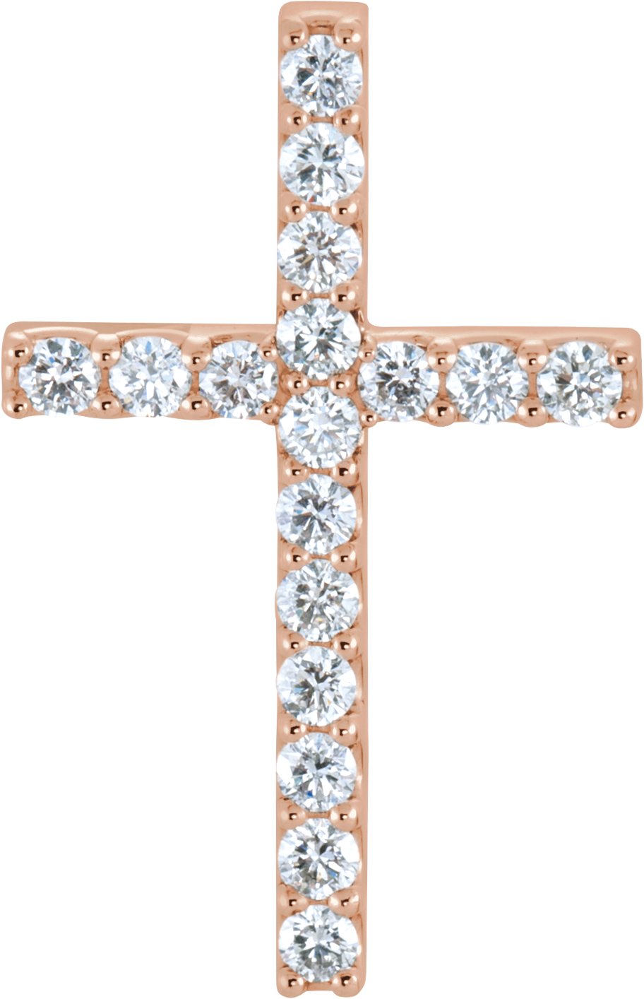 14K Rose 5/8 CTW Petite Diamond Cross Pendant