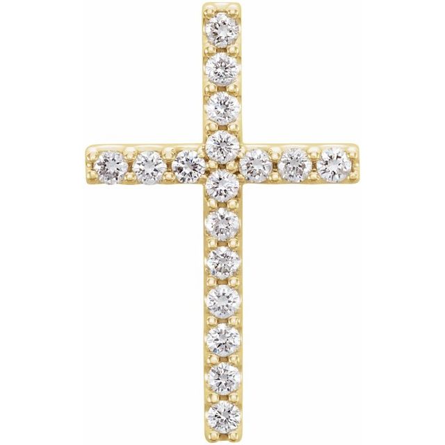 14K Yellow 1/4 CTW Petite Diamond Cross Pendant