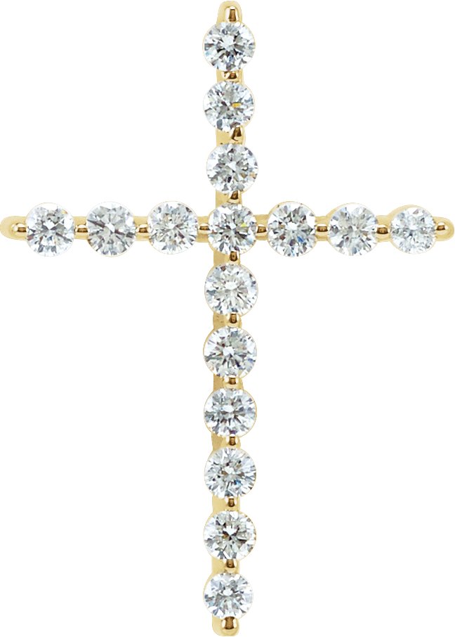 14K Yellow 1/3 CTW Natural Diamond Cross Pendant