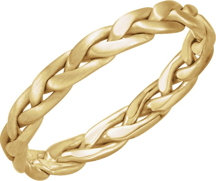 14K Yellow 3.5 mm Hand-Woven Band Size 9