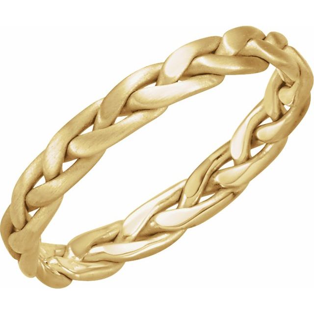 14K Yellow 3.5 mm Hand-Woven Band Size 9