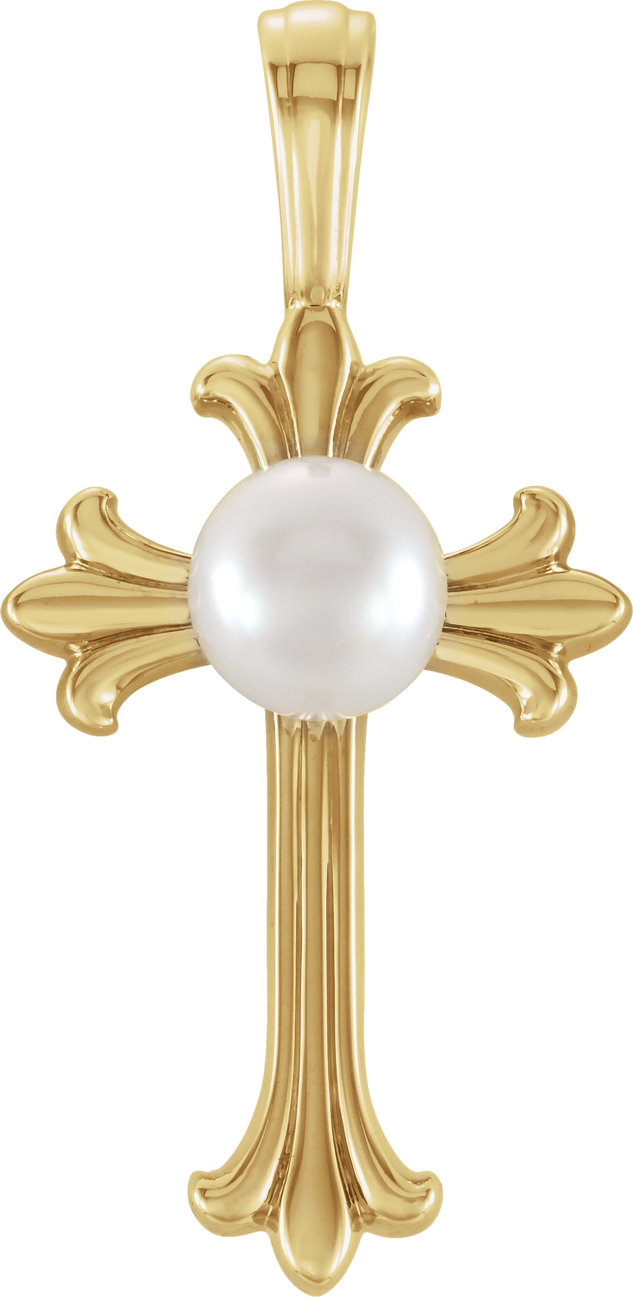 14K Yellow Freshwater Cultured Pearl Cross Pendant Ref. 12577080