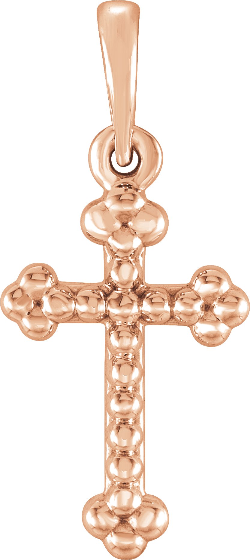 14K Rose Beaded Cross Pendant