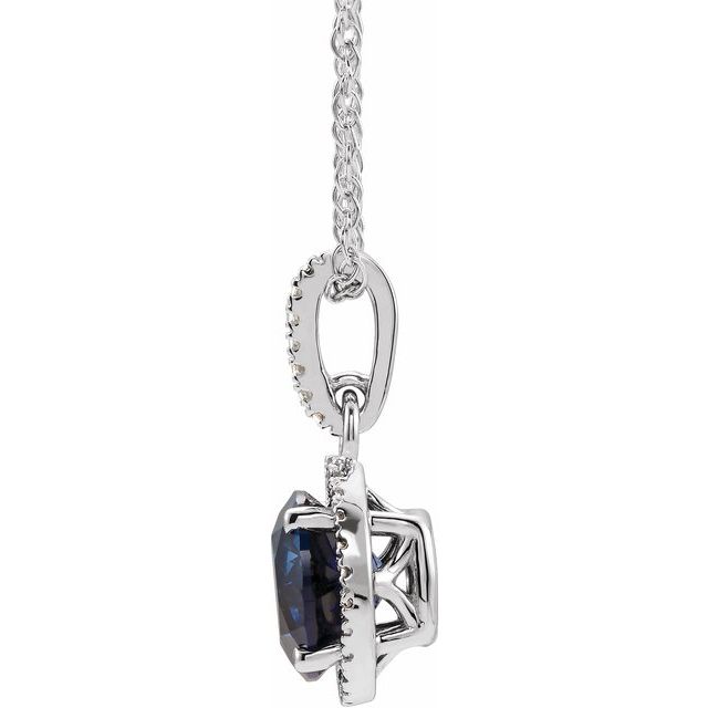 Sterling Silver Lab-Grown Blue Sapphire & .01 CTW Natural Diamond 18