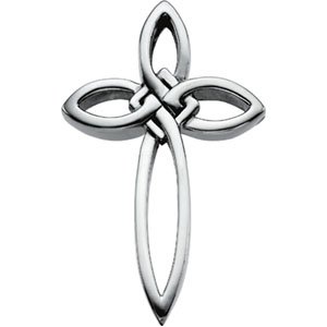 14K White 36.25x23.75 mm Cross Pendant