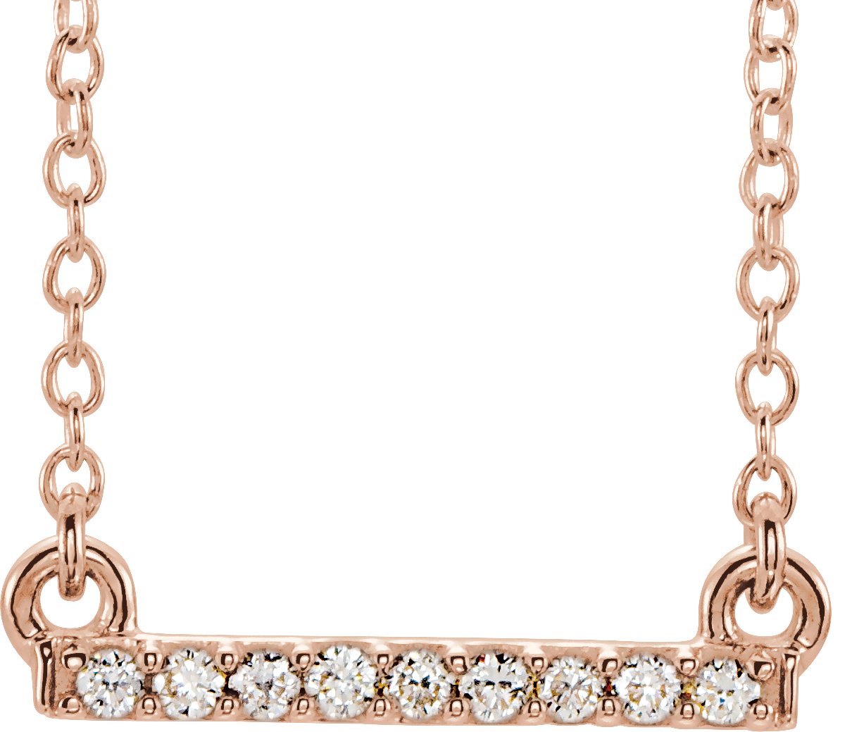 14K Rose .07 CTW Petite Natural Diamond Bar 16-18" Necklace