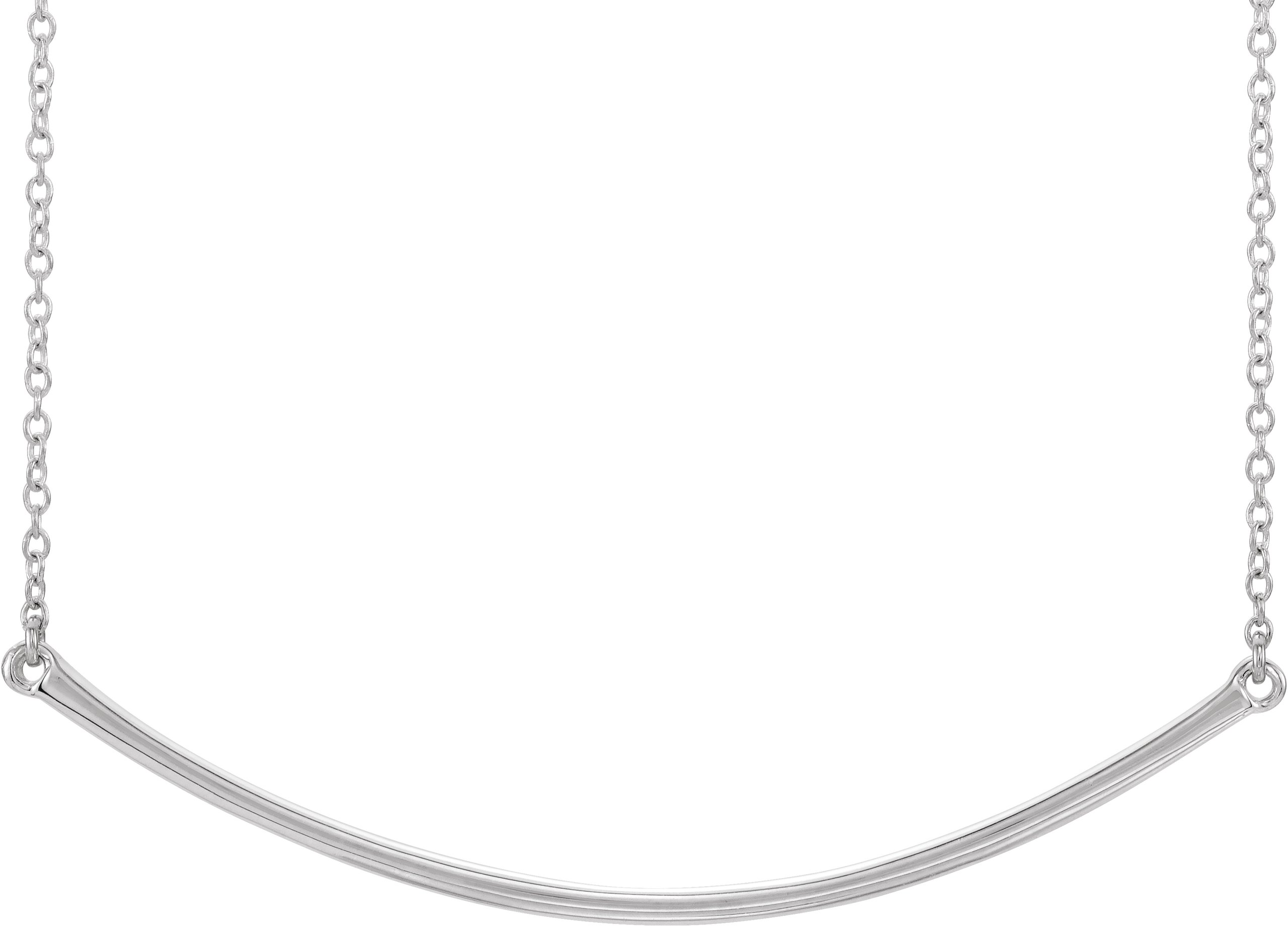 14K White Curved Bar 20" Necklace 
