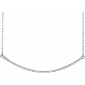 14K White Curved 19.9" Bar Necklace 