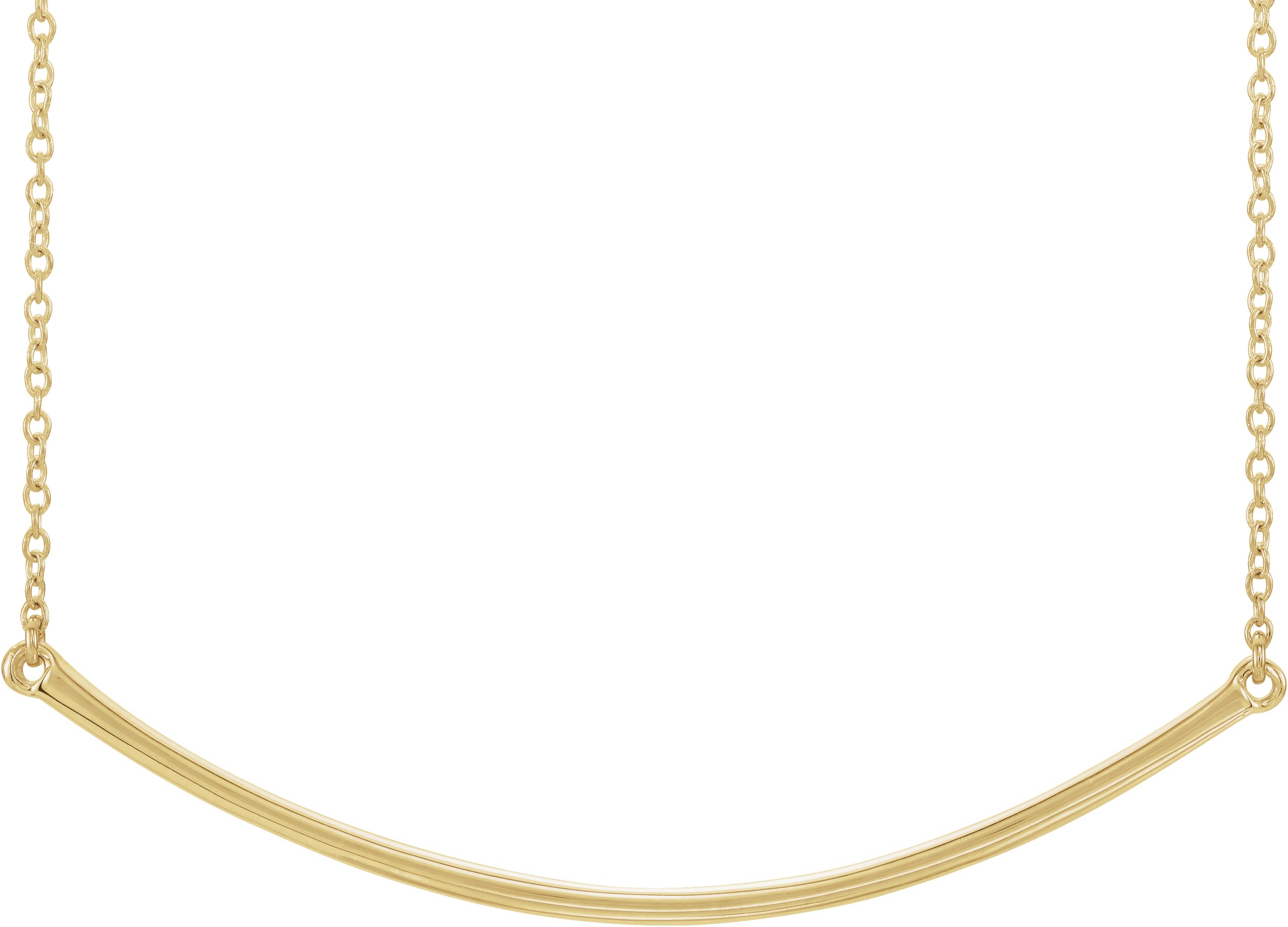 14K Yellow Curved Bar 20" Necklace 