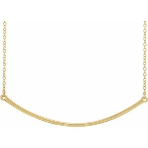 14K Yellow Curved Bar 20" Necklace 