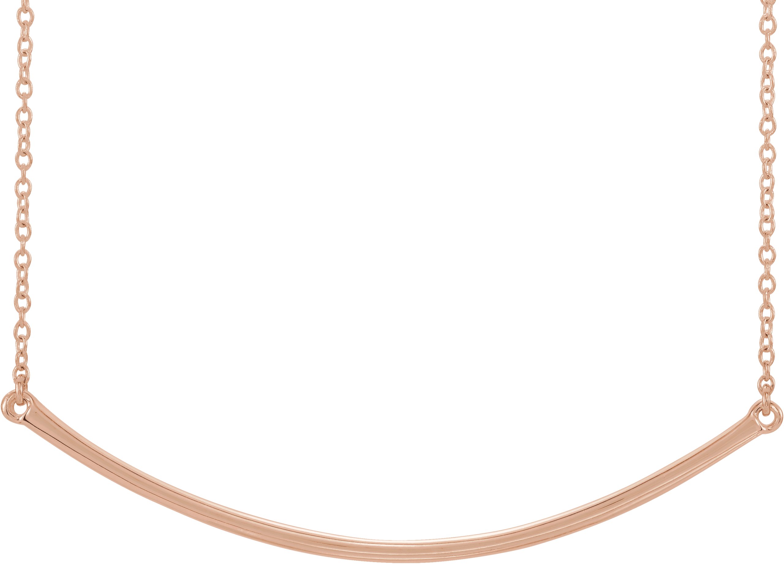 14K Rose Curved Bar 20" Necklace 