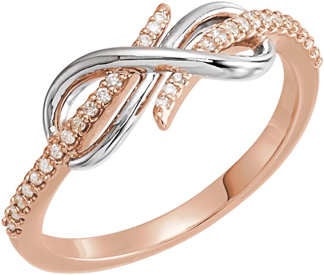 14K Rose/White 1/10 CTW Natural Diamond Infinity-Inspired Ring