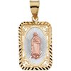 Tri color Lady of Guadalupe Rectangle Pendant 21.5 x 15mm Ref 975172