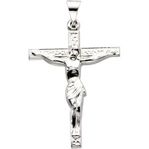 14K White 24.5x19.2 mm Crucifix Pendant  