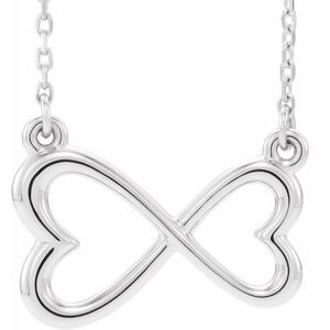 14K White Infinity-Inspired Heart 16-18" Necklace
