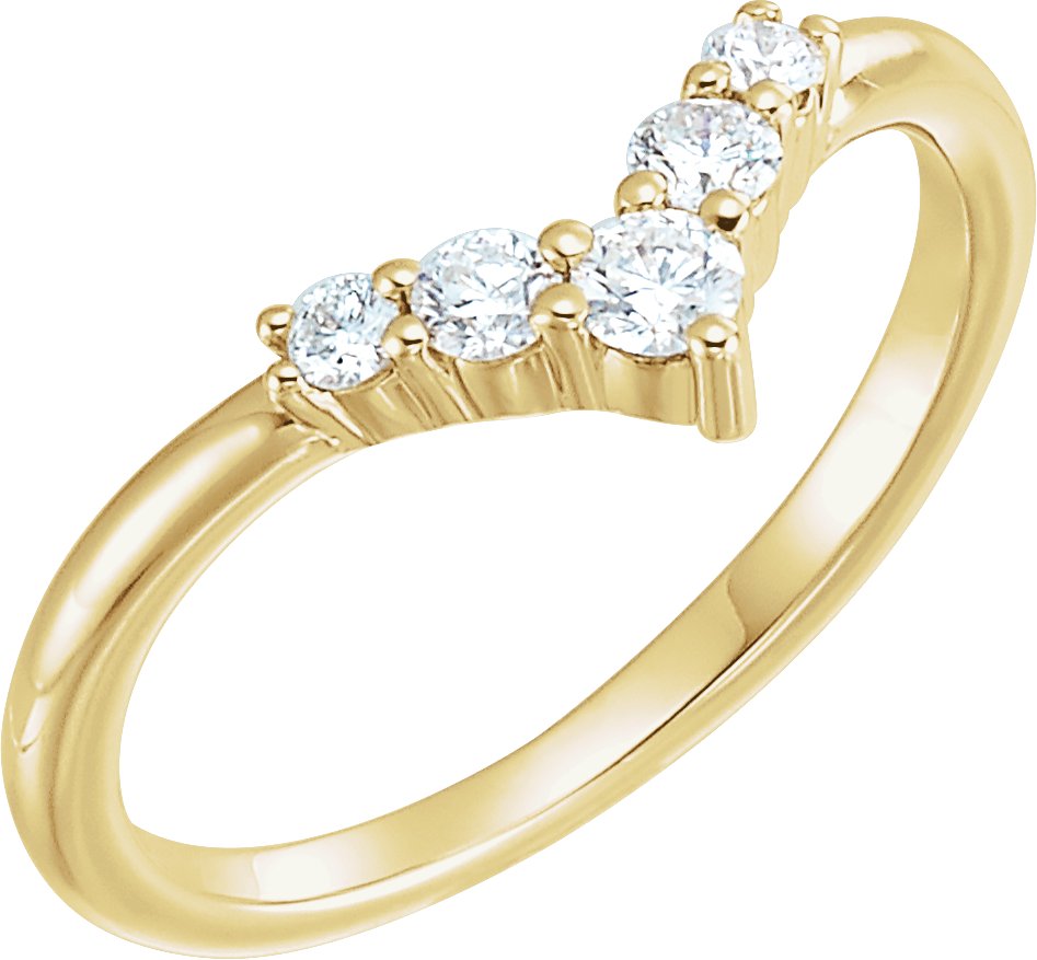 14K Yellow 1/4 CTW Diamond Graduated "V" Ring